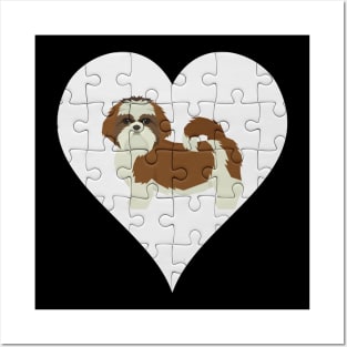 Shih Tzu Heart Jigsaw Pieces Design - Gift for Shih Tzu Lovers Posters and Art